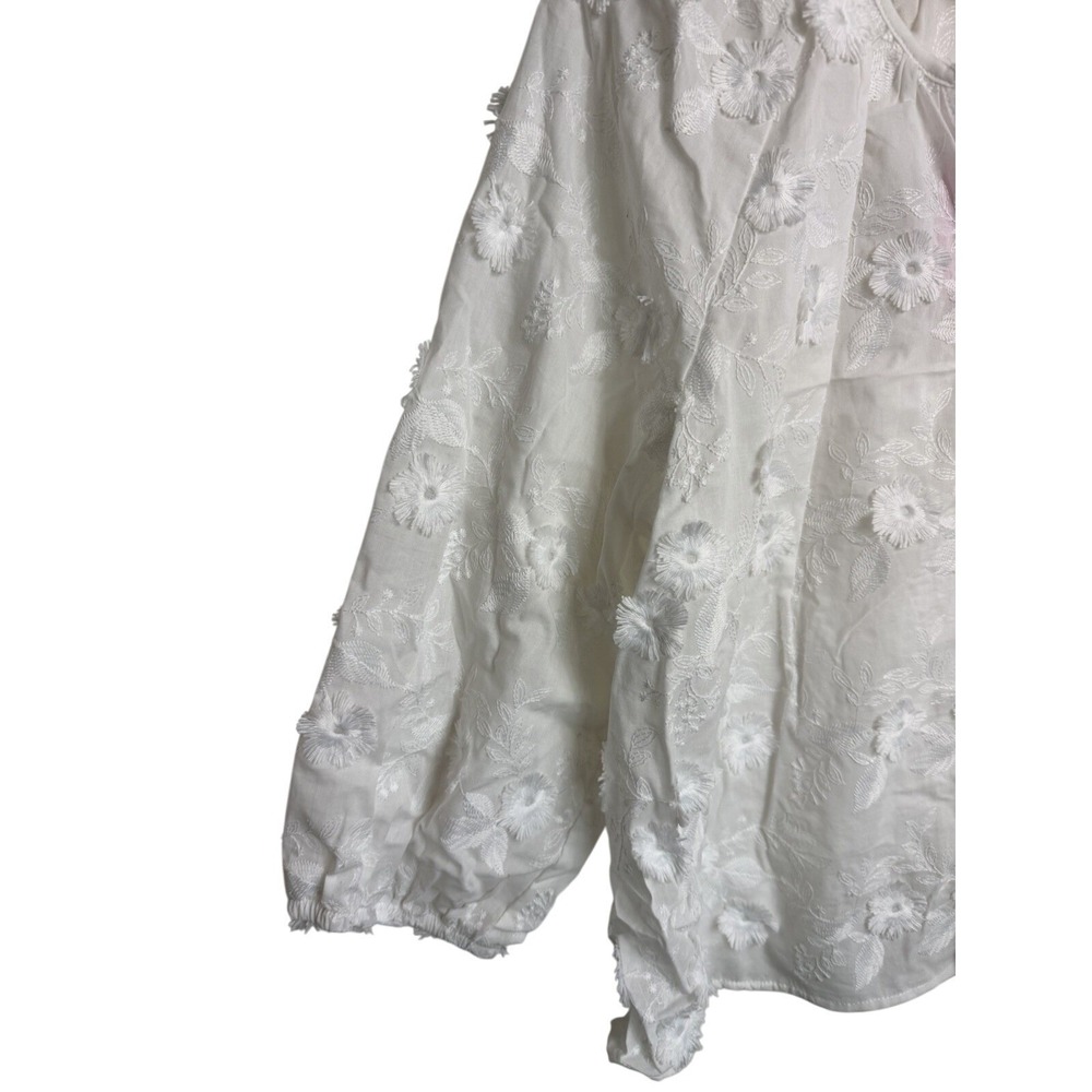 Nanette Lepore White Floral Embroidered Button-Front Blouse - Picture 4 of 8